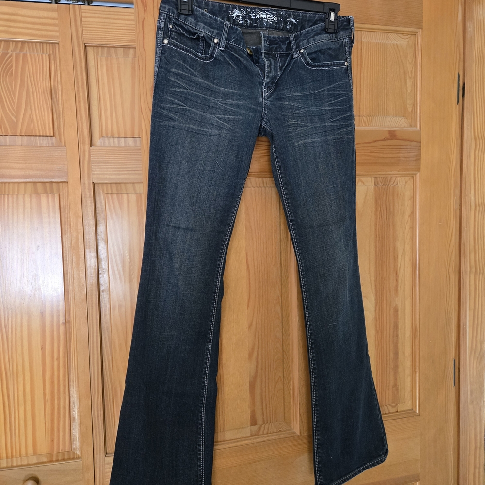 Express Dark Blue Flare Jeans